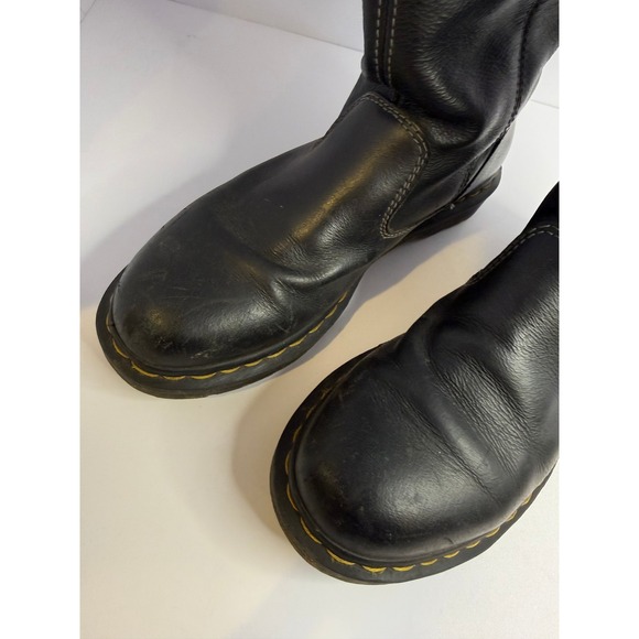 Dr. Martens Black Leather Mid-Calf Combat Boots - Picture 6 of 13